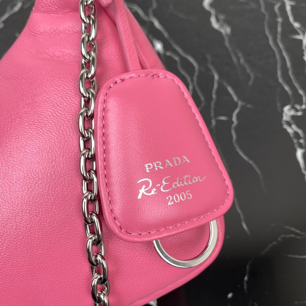 Prada Padded Nappa Leather Re Edition 2005 Shoulder Bag Geranium Pink 1BH204